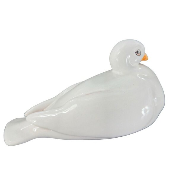 Vintage Italian Art Pottery Ruffled Fluffy Dove Large Hand Painted Pigeon Bird - Picture 1 of 15